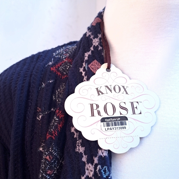 Knox rose | Navy blue boho embroidered long sleeved cardigan - Picture 13 of 15